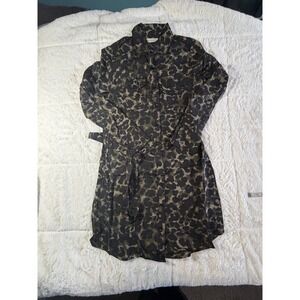 NWT 11.1 TYLHO Women's Green/Black/Anthropologie Leopard Print Shirt Dress XS